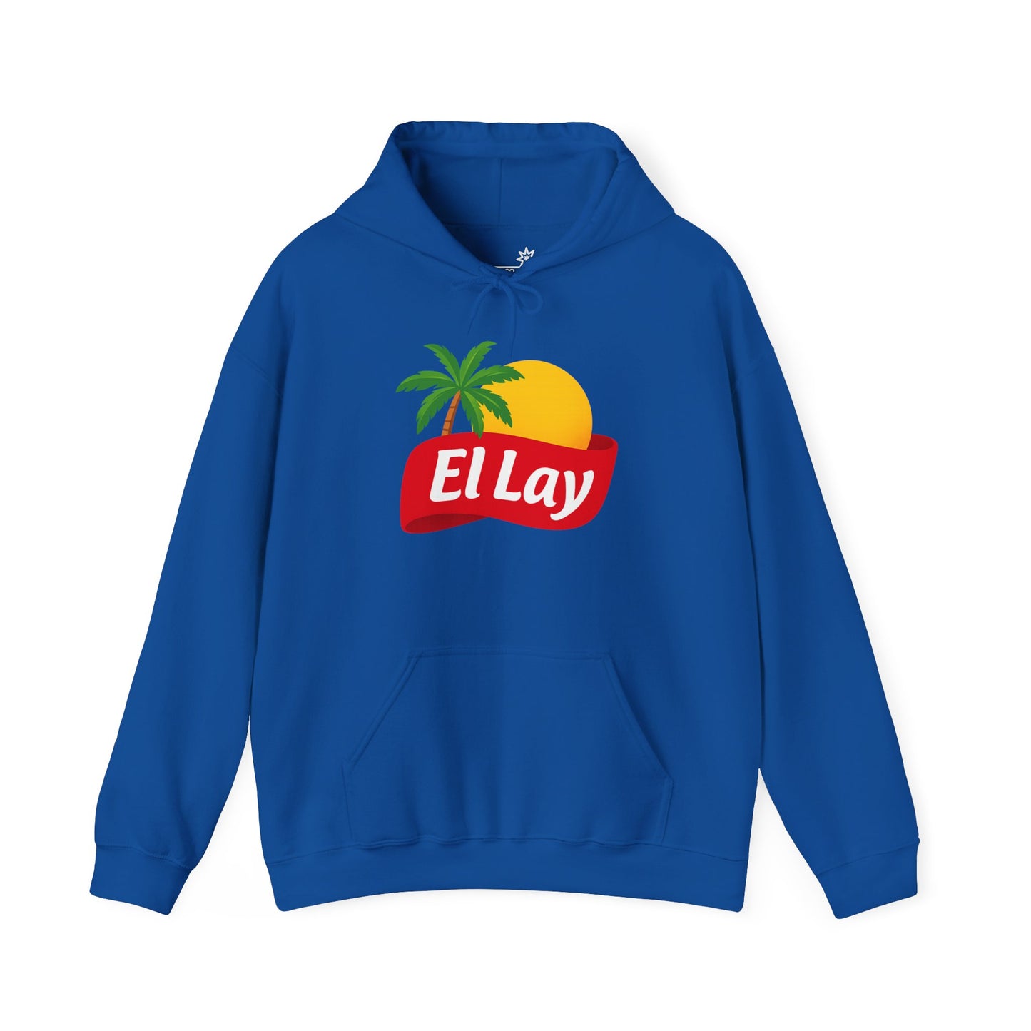 Navy hoodie with ‘El Lay’ logo and sun and palm tree