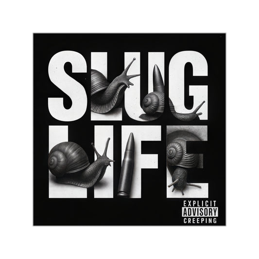 Album cover with snails and bullets and the text 'SLUG LIFE' inside black square
