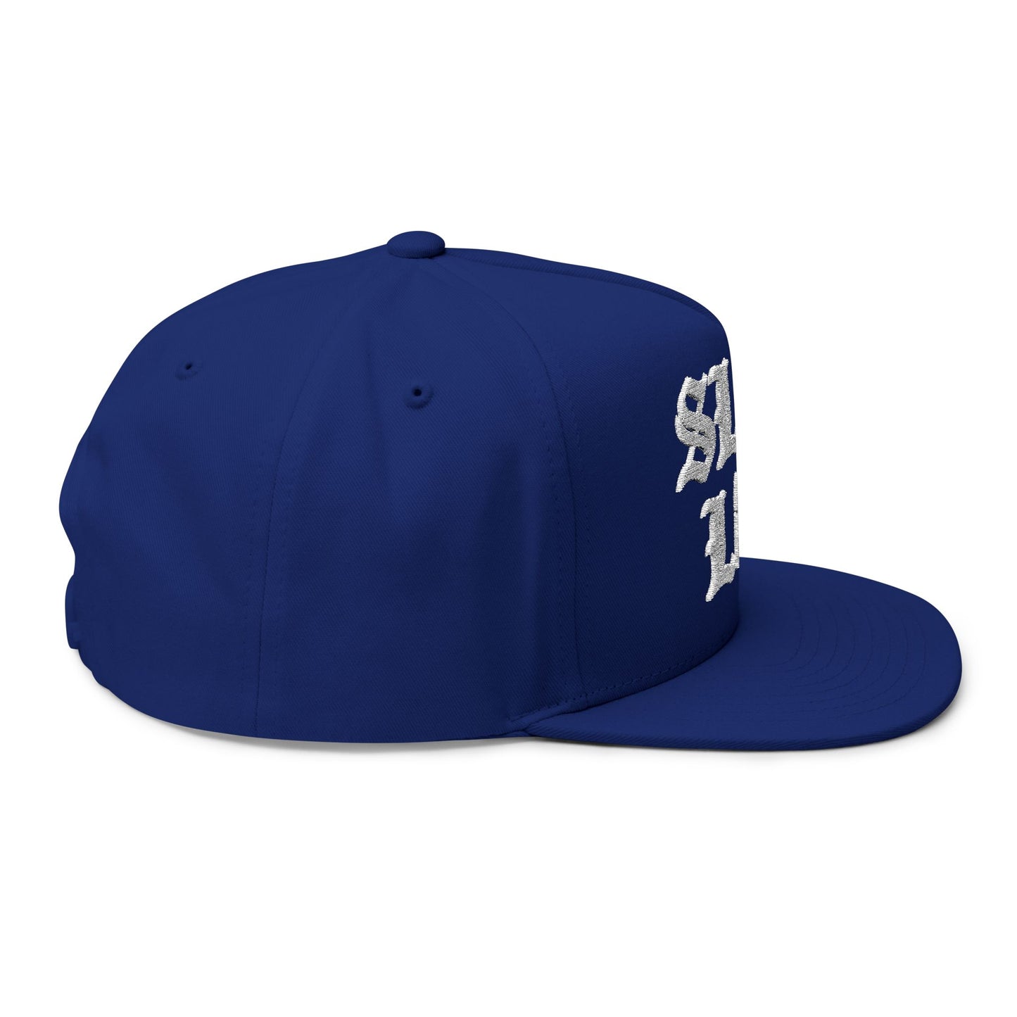 Slug Life Embroidered Flat Bill Cap | Gothic White Text Snapback
